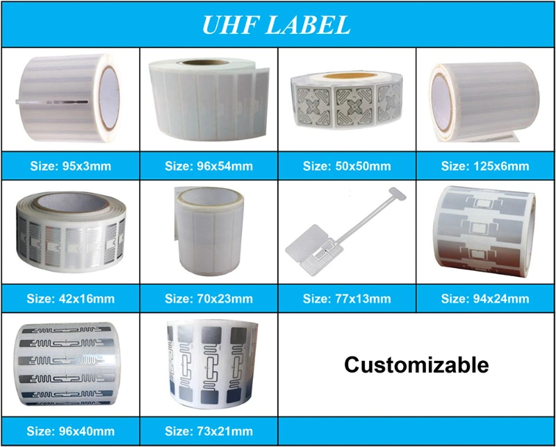 Custom Printing 73X21mm Passive UHF Tag 860-960MHz UHF RFID Paper Sticker / Label