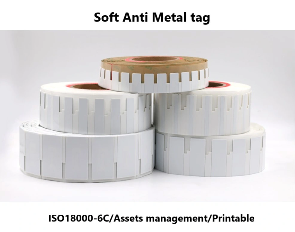 Long Range Flexible Anti-Metal RFID Sticker Label Soft UHF on Metal Tag for Vehicle Management Soft Industrial Asset Tracking Printable UHF RFID Anti-Metal Tag