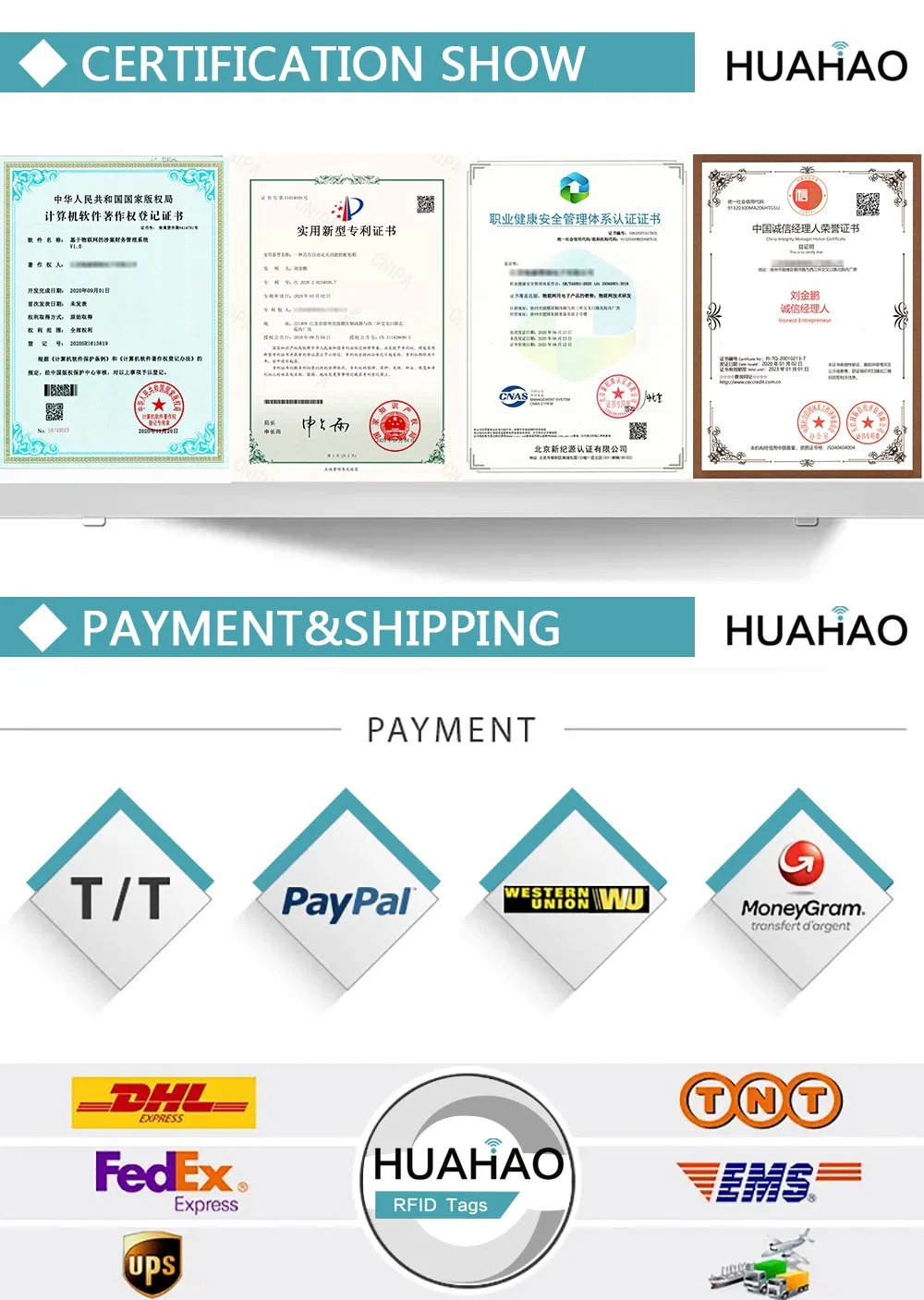Huahao Manufacturer Custom Soft Pet UHF Anti Metal RFID Tag Label