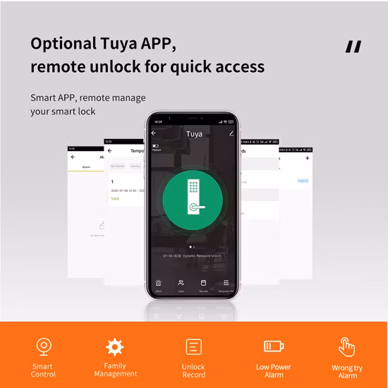 2023 Economic Fingerprint Password RFID Card Key Unlock Tuya APP Remote Control Smart Fingerprint Door Lock