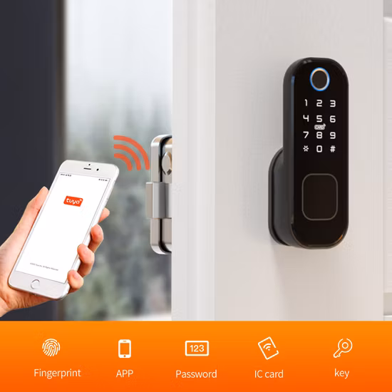 2023 Economic Fingerprint Password RFID Card Key Unlock Tuya APP Remote Control Smart Fingerprint Door Lock