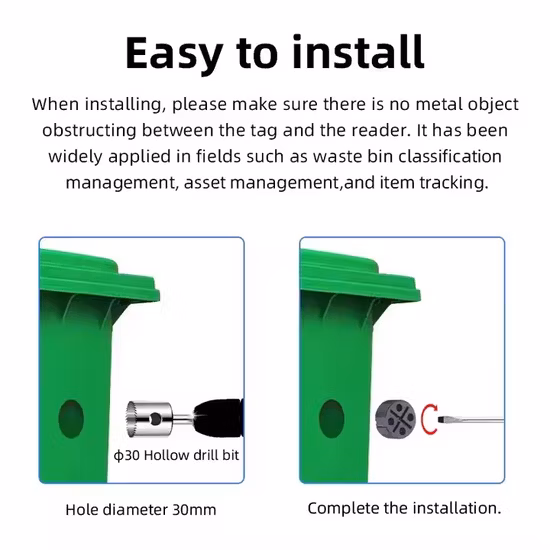 Waterproof Smart City Management RFID Plastic Screw Worm Waste Bin Tag Garbage Classification Label