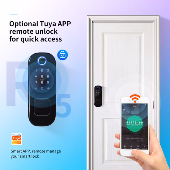 2023 Economic Fingerprint Password RFID Card Key Unlock Tuya APP Remote Control Smart Fingerprint Door Lock